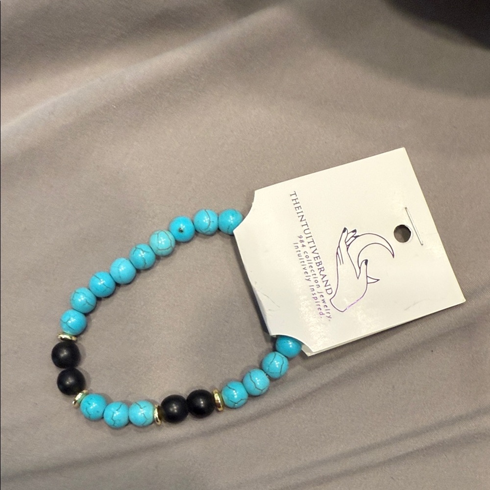 Turquoise and Black Beaded Bracelet